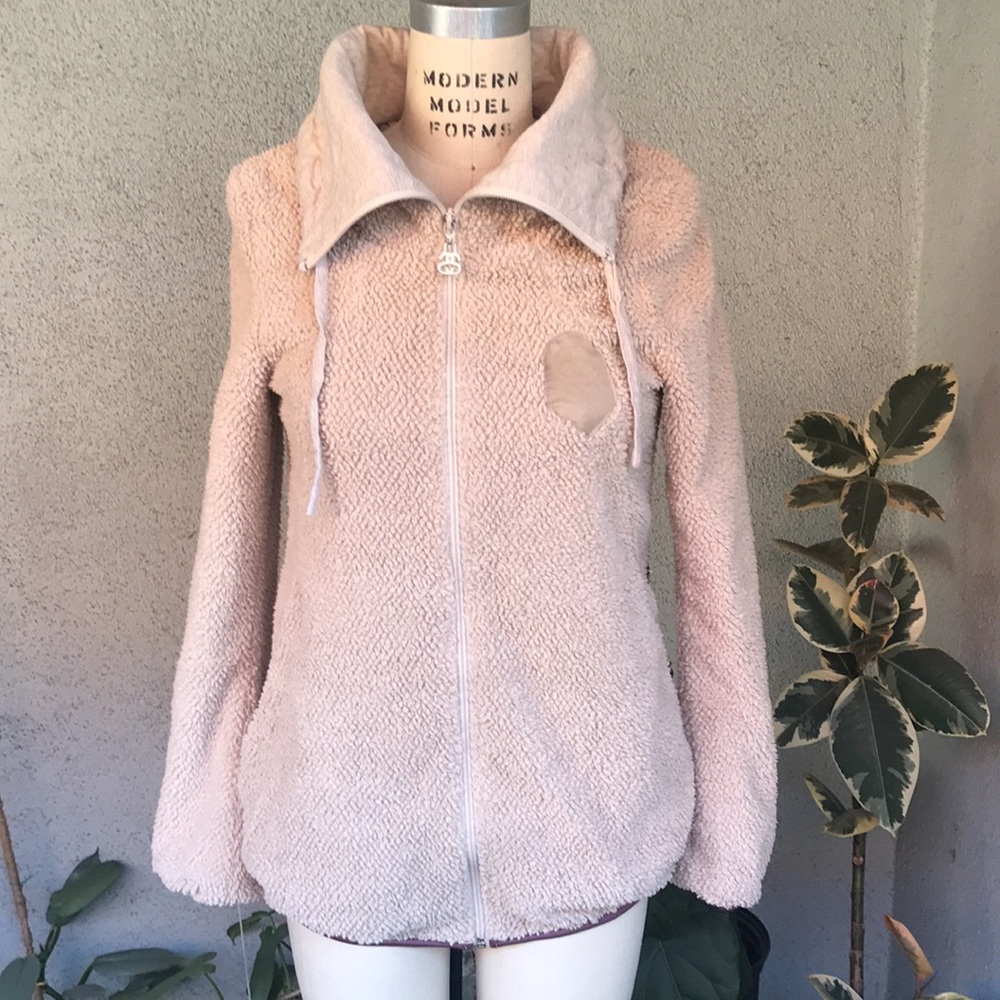 STÜSSY | Beige Teddy Bear Full Zip Jacket Size S